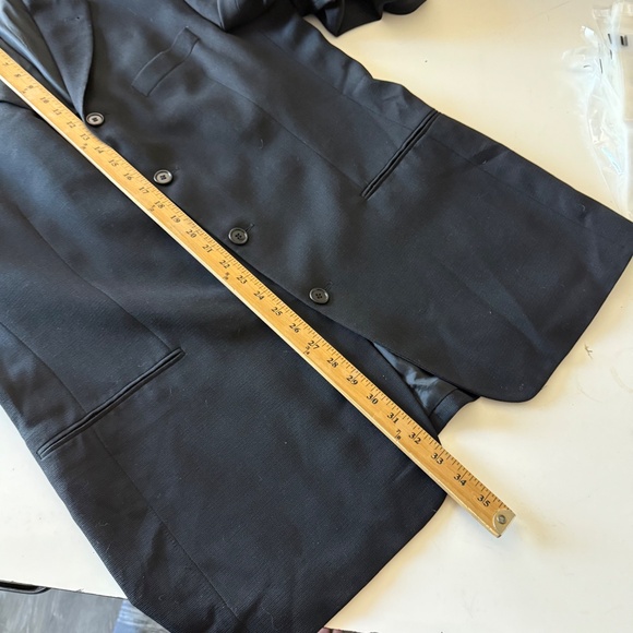Hugo Boss Solid Black 4 Button Virgin Wool Blazer Suit Jacket Mens 42R - Picture 8 of 10